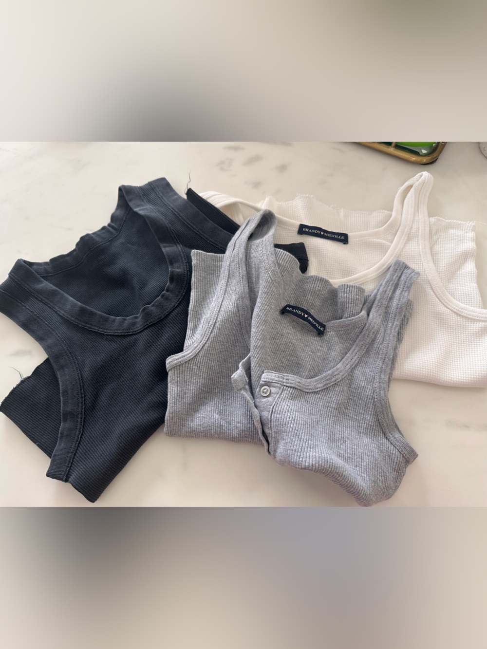 Brandy Melville tank bundle grey/white/black one size cotton